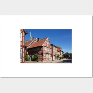 Historic half-timbered houses in Stolbergstrasse, Eutin Posters and Art